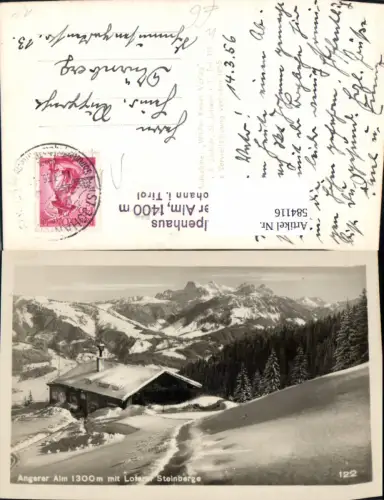 584116,Foto Ak St. Johann in Tirol Angerer Alm m. Loferer Steinberge Winteransicht