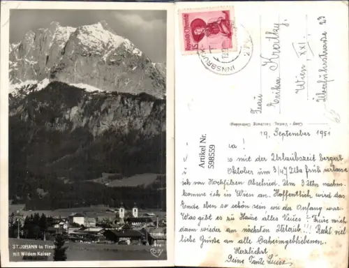 598559,Foto Ak St Johann i. Tirol m. Wildem Kaiser