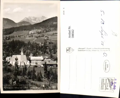 598562,Foto Ak Fieberbrunn m. Loferer Steinberge Kirche