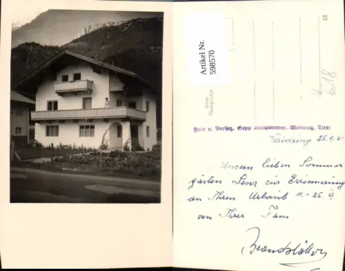 598570,Foto Ak Waidring Haus Frau a. Balkon pub Sepp Kienpointner