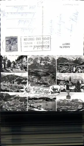 598577,Mehrbild Ak Kitzbühel Seilbahn Gondel Gams Edelweiß