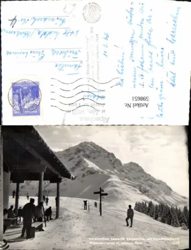 598651,Foto Ak St Johann i. Tirol Harschbühel Sessellift Bergstation m. Kitzbühelerhorn Wintersport