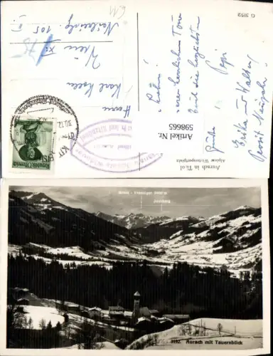 598665,Foto Ak Aurach b. Kitzbühel m. Tauernblick Winteransicht