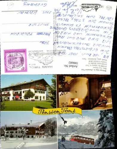 598682,Mehrbild Ak St Johann i. Tirol Pension Toni Bergbahn Winteransicht Kamin