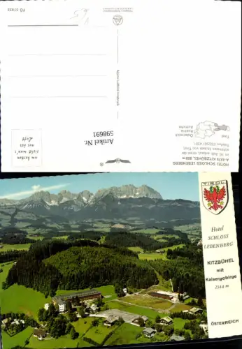 598691,Kitzbühel Hotel Schloss Lebenberg Totale pub Alpine Luftbild FÖ 57623