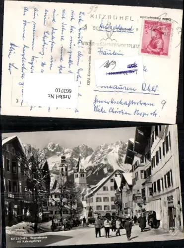 663710,Foto Ak Kitzbühel Hauptstrasse mit Kaisergebirge