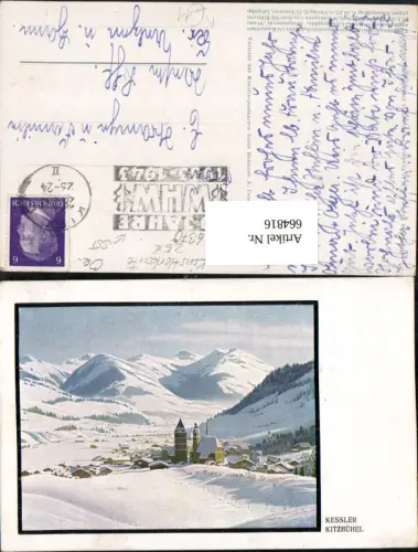 664816,Künstler Ak Kessler Kitzbühel im Winter