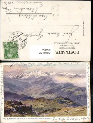 664864,Künstler Ak Kitzbühelerhorn u. Großvenedigergruppe Kitzbühel