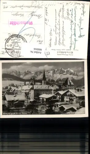 666916,Foto Ak Kitzbühel Ansicht geg. Wilden Kaiser im Winter Stempel Nachgebühr Feldpost