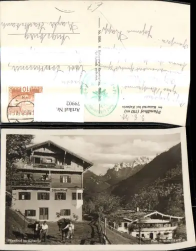 79902,Pfandlhof i. Kaisertal b. Kufstein Ansicht m. Männer Pferde