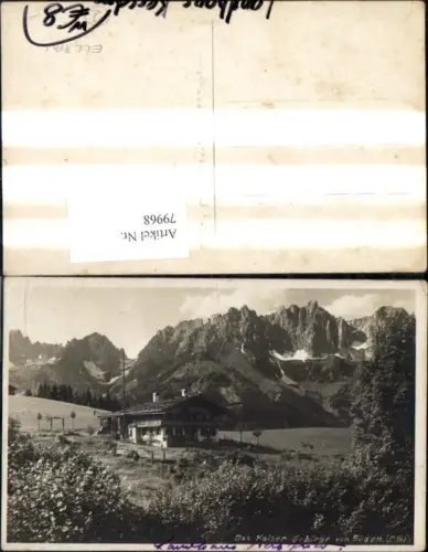 79968,Foto Ak Kaisergebirge v. Süden m. Hütte Landhaus Kaiserblick Ellmau
