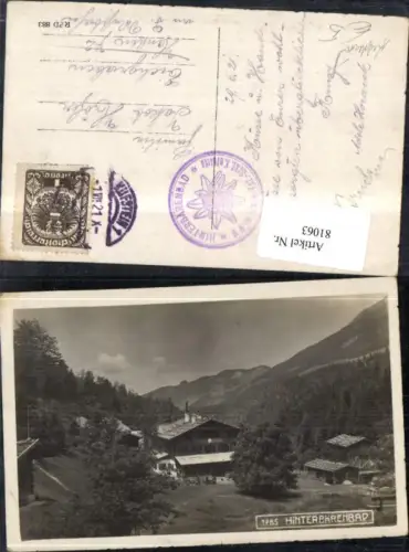 81063,Hinterbärenbad Nähe Kufstein 1921