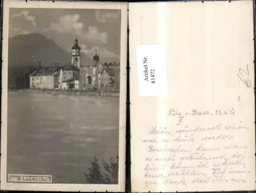 81472,Rattenberg Ansicht m. Inn 1921
