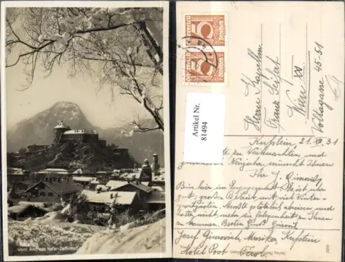 81494,Kufstein v. Andreas Hofer Denkmal Winteransicht 1931