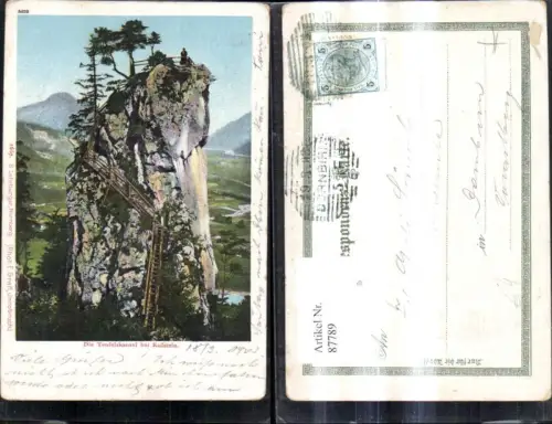 87789,Kufstein Die Teufelskanzel Bergansicht m. Frau a. Gipfel