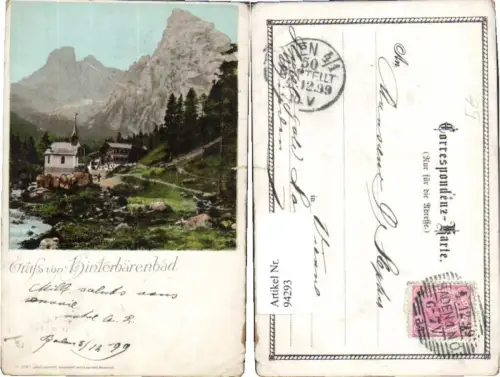 94293,Gruss v. Hinterbärenbad m. Gasthaus u. Kirche