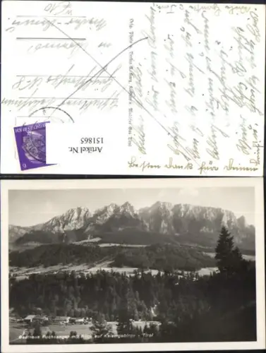 151865,Gasthaus Fuschanger m. Blick auf Kaisergebirge Rettenschöß Walchsee Niederdorf b. Kufstein Ansicht