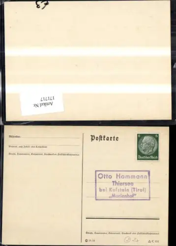 171717,Postkarte Empfänger Otto Hammann Thiersee b. Kufstein Marienhof