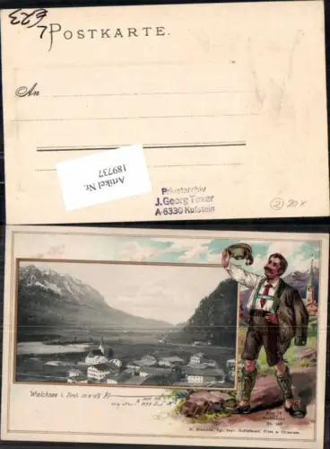 189737,Präge Litho Walchsee in Tirol Serie Bauernbube pub Blaschke