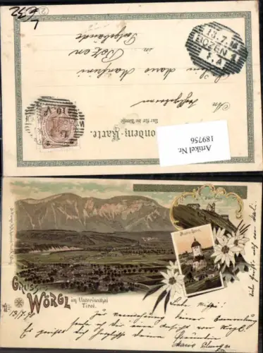 189756,Litho Gruss aus Wörgl in Tirol Maria Stein Hohe Salve Unterinnthal 1898