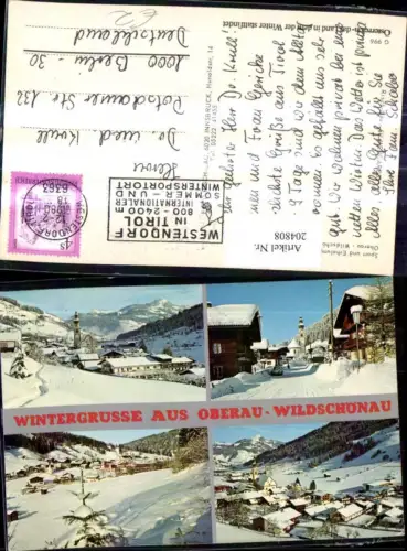 204808,Oberau Wildschönau Totale Straßenansicht Kirche Winterbild Mehrbildkarte