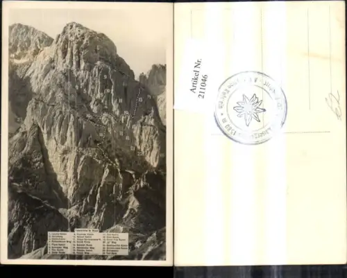 211046,Foto Ak Totenkirchel Nord Wand Gipfelansicht m. Lagekarte Kufstein Wilder Kaiser