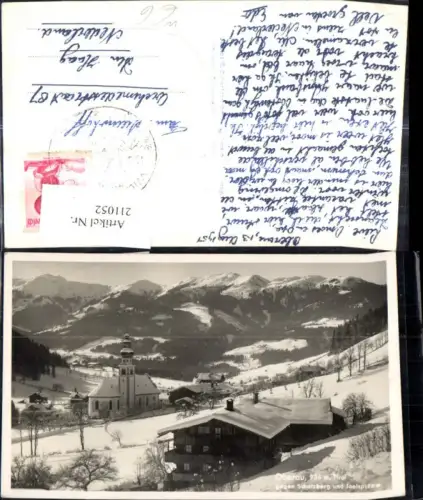 211052,Foto Ak Oberau Wildschönau geg. Schatzberg u. Joelspitze Winteransicht