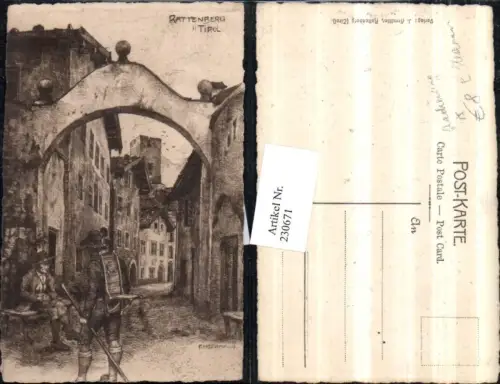230671,Künstler AK E. Heermann Radierung Zeichnung Rattenberg i. Tirol Gasse Straßenansicht