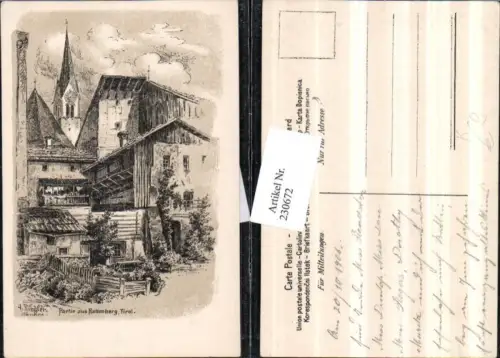 230672,Künstler AK A. Ringler Partie aus Rattenberg i. Tirol Kirchenturm