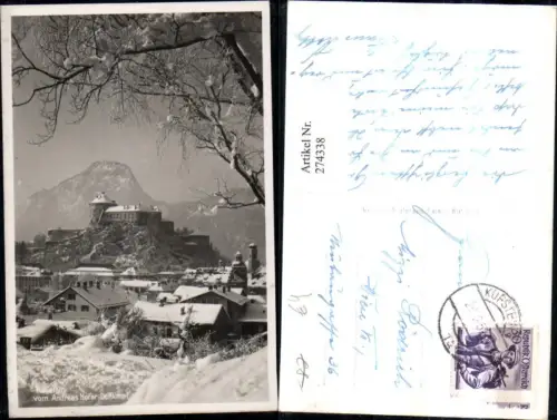 274338,Kufstein Teilansicht m. Festung vom Andreas Hofer-Denkmal Bergkulisse Winterbild