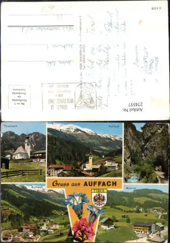 274357,Gruß aus Auffach Totale Thierbach Mühltal Kundler Klamm Mehrbildkarte