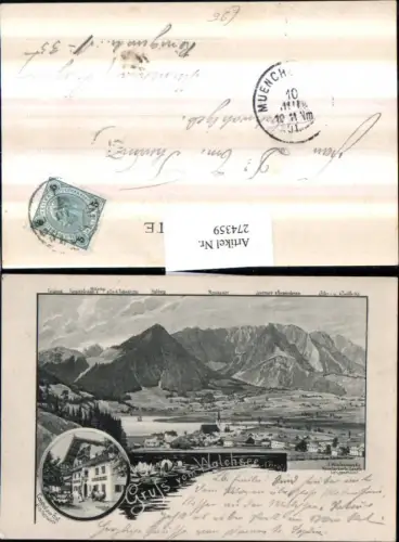 274359,Litho AK Gruß vom Walchsee in Tirol Totale Gasthof zur Post Mehrbildkarte