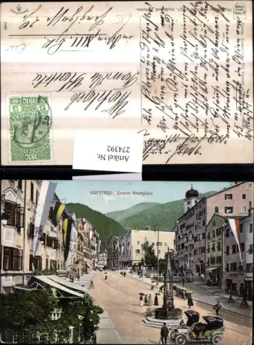 274392,Kufstein Unterer Stadtplatz Straßenansicht Brunnen