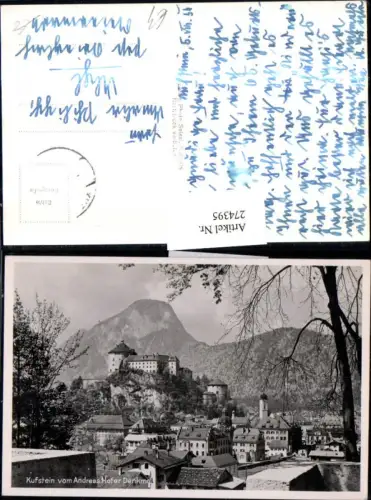 274395,Kufstein Totale m. Festung vom Andreas Hofer-Denkmal Bergkulisse