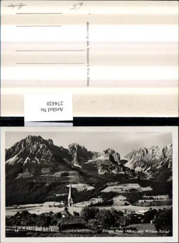 274420,Ellmau Teilansicht Kirche m. Wildem Kaiser Bergkulisse