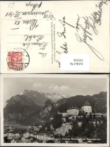 335256,Kufstein Totale m. Festung Geroldseck u. Kaisergebirge Bergkulisse