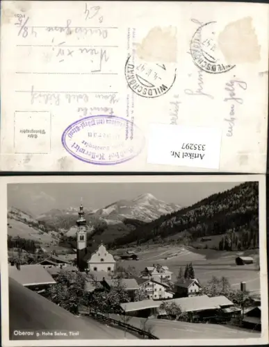 335297,Oberau Totale Kirche geg. Hohe Salve Bergkulisse Winterbild