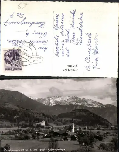 335304,Erl in Tirol Totale geg. Kaisergebirge Bergkulisse