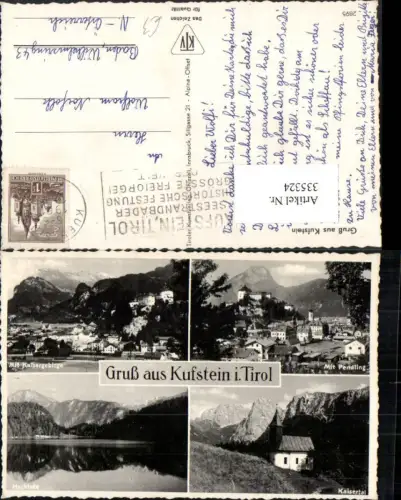 335324,Gruß aus Kufstein Totale Festung Bahnhof Kapelle Hechtsee Mehrbildkarte