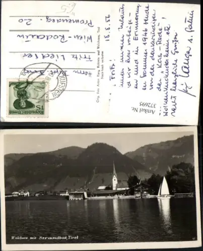 372695,Walchsee Teilansicht Kirche Strandbad Segelboot