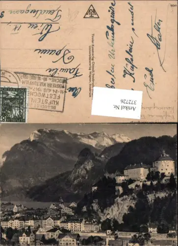 372726,Kufstein Teilansicht m. Festung Bergkulisse Festwoche Kufstein 1947 Stempel