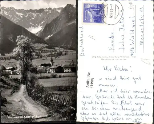 414981,Walchsee Teilansicht m. Kaisergebirge Bergkulisse