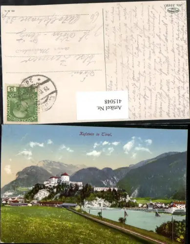 415048,Kufstein Teilansicht Fluss Brücke Festung Bergkulisse