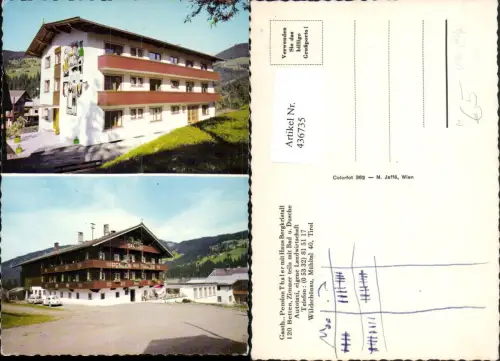 436735,Wildschönau Gasthof Pension Thaler m. Haus Bergkristall VW-Käfer Mehrbildkarte