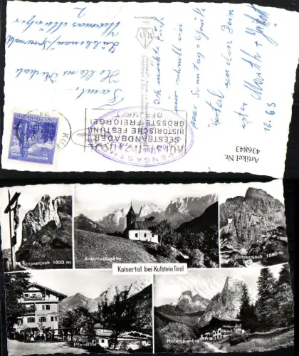 436843,Kaisertal b. Kufstein Kapelle Pfandlhof Hinterbärenbad Kreuz Mehrbildkarte