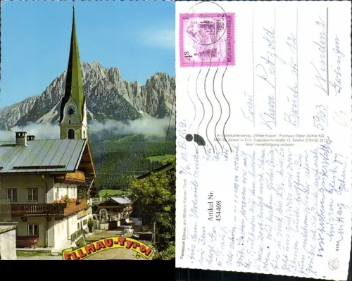 454408,Ellmau am Wilden Kaiser Kirchenturm Bergkulisse