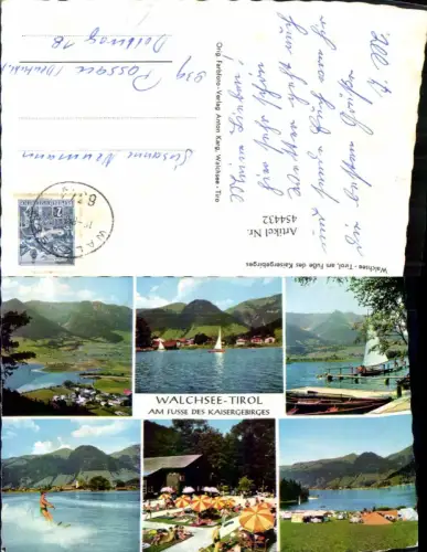 454432,Walchsee Totale See Wasserski Strandbad Mehrbildkarte