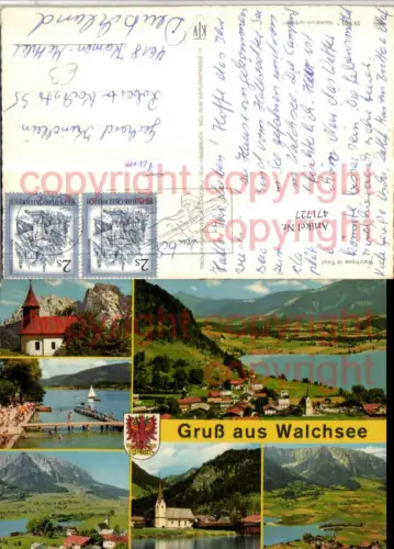 471727,Walchsee in Tirol Totale Kirche Strandbad Mehrbildkarte