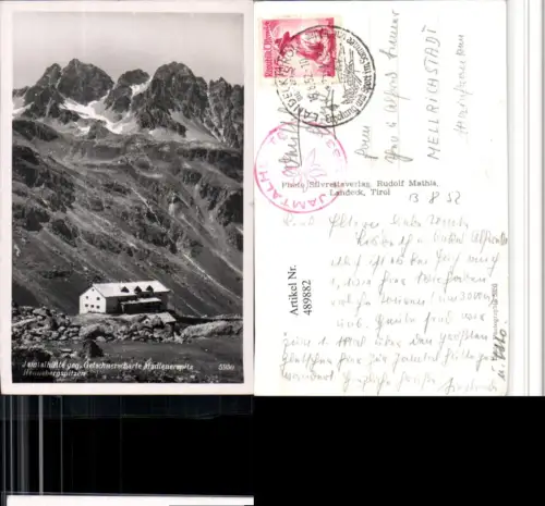 489882,Jamtalhütte Berghütte b. Galtür geg. Madlenerspitz Bergkulisse