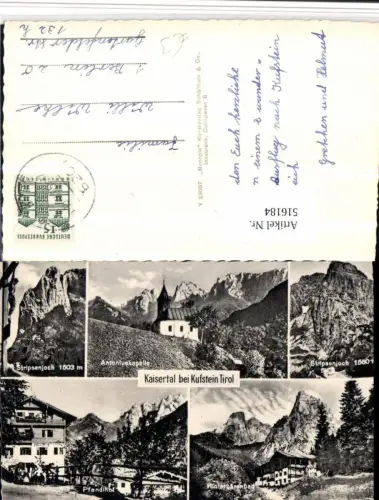516184,Kaisertal b. Kufstein Kapelle Stripsenjoch Pfandlhof Mehrbildkarte